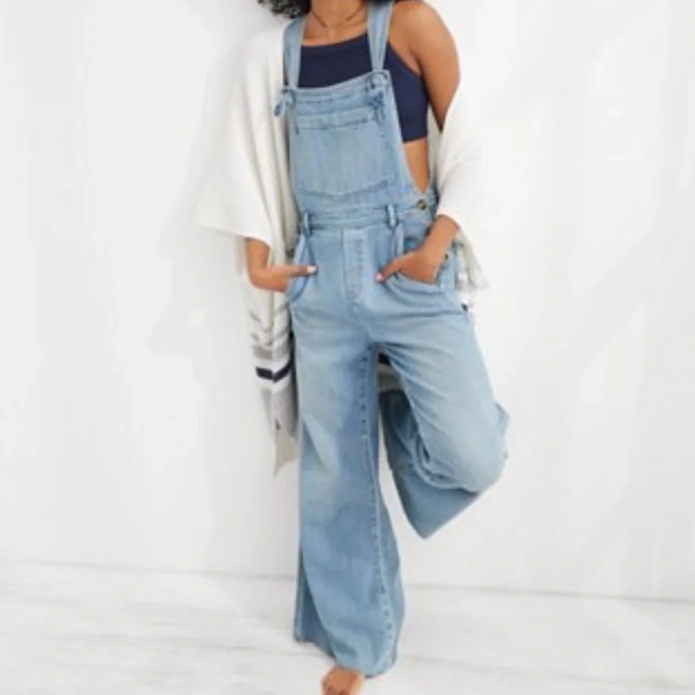 Aerie Wide Leg Overalls Sz L - Picture 5 of 5